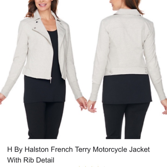 H By Halston French Terry Moto Jacket - Picture 1 of 13